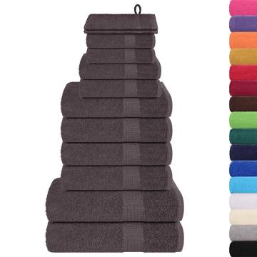 12 Piece Anthracite Towel Set - 100% Cotton, 360 gsm