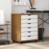 Rolling Cabinet with Drawers - MOSS Honey Brown Pine