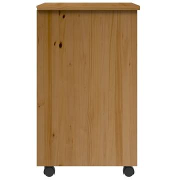 Rolling Cabinet with Drawers - MOSS Honey Brown Pine