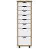 MOSS Rolling Cabinet with Drawers - Honey Brown Solid Wood