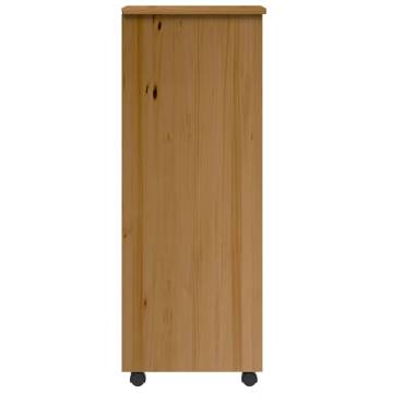 MOSS Rolling Cabinet with Drawers - Honey Brown Solid Wood