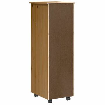 MOSS Rolling Cabinet with Drawers - Honey Brown Solid Wood