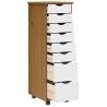 MOSS Rolling Cabinet with Drawers - Honey Brown Solid Wood