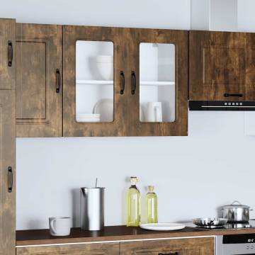 Kalmar Smoked Oak Kitchen Wall Cabinet with Glass Door