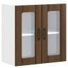 Lucca Brown Oak Kitchen Wall Cabinet with Glass Door