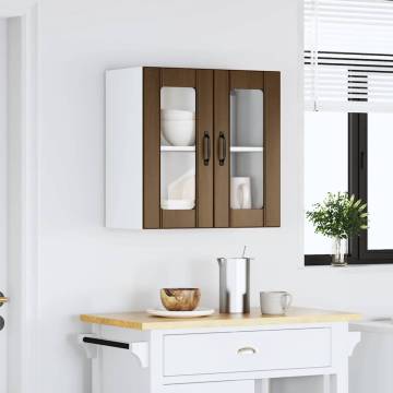 Lucca Brown Oak Kitchen Wall Cabinet with Glass Door