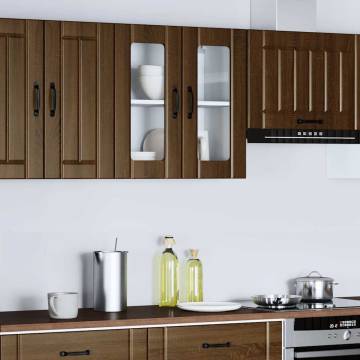 Lucca Brown Oak Kitchen Wall Cabinet with Glass Door