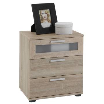 FMD Bedside Table with 3 Drawers - Oak Tree | Hipomarket UK