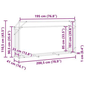 vidaxL Firewood Rack with Rain Cover - Durable Storage Solution