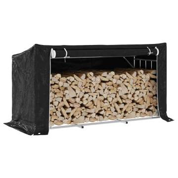 vidaxL Firewood Rack with Rain Cover - Durable Galvanised Steel