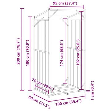 vidaxL Firewood Rack with Rain Cover - Durable Galvanised Steel