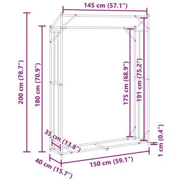 vidaxL Firewood Rack with Rain Cover - Durable Galvanised Steel