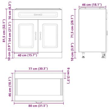 Kitchen Base Cabinet Lucca - Concrete Grey Engineered Wood