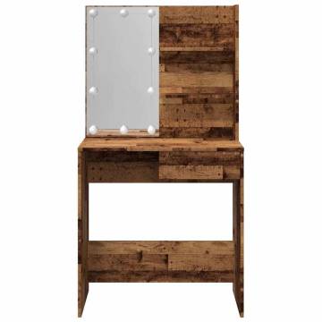 Stylish LED Dressing Table with Old Wood Finish | Hipomarket