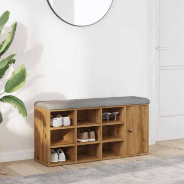 Shoe Bench Artisan Oak - 102x32x50 cm Engineered Wood