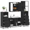  4 Piece Bathroom Furniture Set Black Engineered Wood Colour black Number of 1 