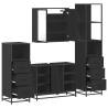 4 Piece Bathroom Furniture Set - Black Engineered Wood