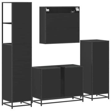 4 Piece Bathroom Furniture Set - Black Engineered Wood