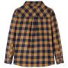 Kids' Plaid Shirt Cognac and Blue - High Quality & Affordable