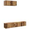 3 Piece Wall-Mounted TV Cabinet Set - Old Wood Engineered Wood