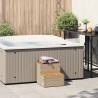 Durable Hot Tub Step in Beige - Poly Rattan & Acacia | HiPoMarket