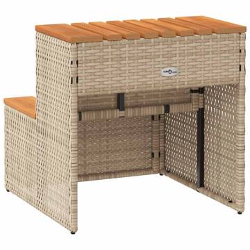 Durable Hot Tub Step in Beige - Poly Rattan & Acacia | HiPoMarket