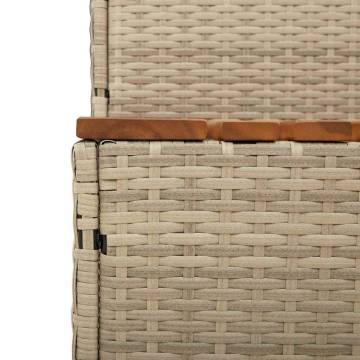 Durable Hot Tub Step in Beige - Poly Rattan & Acacia | HiPoMarket