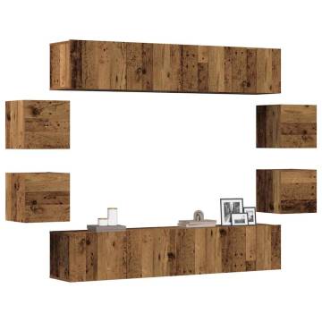 Wall Mounted TV Cabinets - 8 pcs Old Wood Engineered Wood