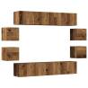 Wall Mounted TV Cabinets - 8 pcs Old Wood Engineered Wood