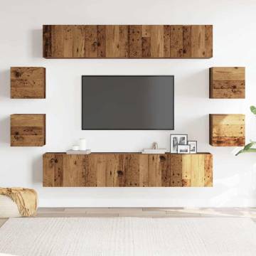 Wall Mounted TV Cabinets - 8 pcs Old Wood Engineered Wood