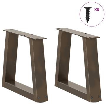 V-Shape Dining Table Legs - Natural Steel (2 pcs) | Hipomarket