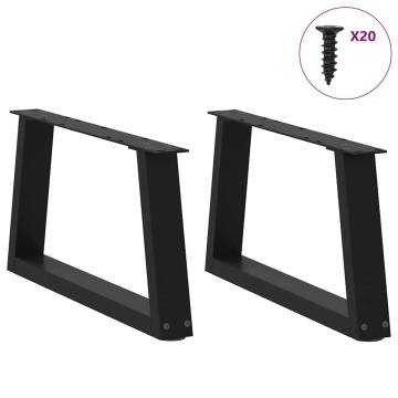 V-Shape Dining Table Legs - 2 pcs Black Steel 50x(30-31.3) cm