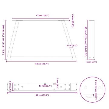 V-Shape Dining Table Legs - 2 pcs Black Steel 50x(30-31.3) cm