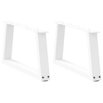 V-Shape Dining Table Legs 2 pcs White Steel 70cm - Hipomarket