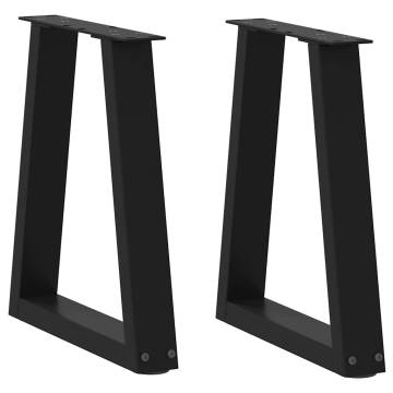 V-Shape Dining Table Legs - 2pcs Black Steel for Custom Tables