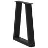 V-Shape Dining Table Legs - 2pcs Black Steel for Custom Tables