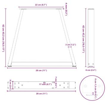 V-Shape Dining Table Legs - 2pcs Black Steel for Custom Tables