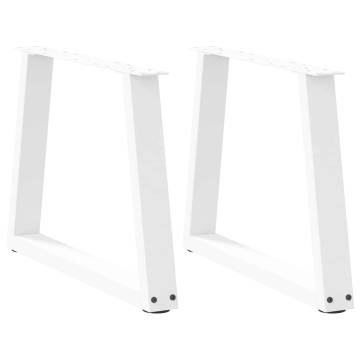 Modern V-Shape Dining Table Legs - 2 pcs White Steel