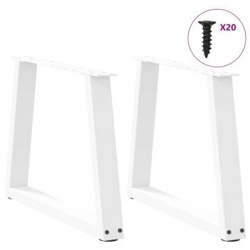 Modern V-Shape Dining Table Legs - 2 pcs White Steel