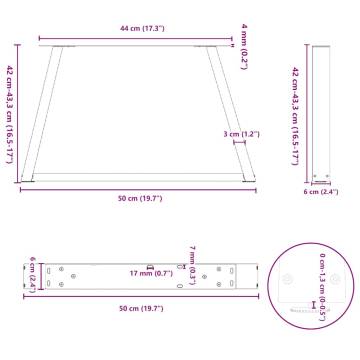 Modern V-Shape Dining Table Legs - 2 pcs White Steel