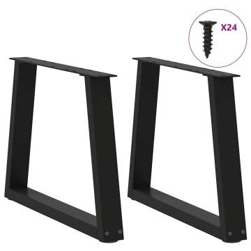 V-Shape Dining Table Legs - Black Steel, Set of 2 - 70 cm