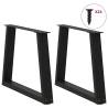 V-Shape Dining Table Legs - Black Steel, Set of 2 - 70 cm