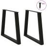 V-Shape Dining Table Legs (2 pcs) - Black Steel 70x(72-73.3) cm