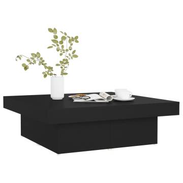 Stylish Black Coffee Table - 90x90x28 cm Engineered Wood