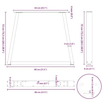 V-Shape Dining Table Legs - Natural Steel 80cm | HipoMarket