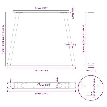 V-Shape Dining Table Legs - 2 pcs White 90x(72-73.3) cm Steel