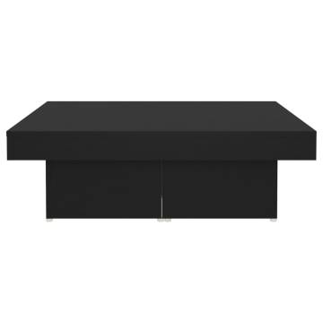 Stylish Black Coffee Table - 90x90x28 cm Engineered Wood