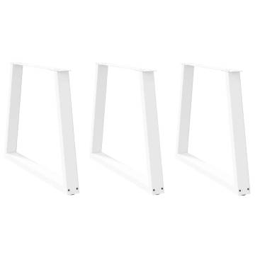 V-Shape Dining Table Legs - 3 pcs White Steel 80 cm | Hipo Market