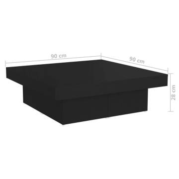 Stylish Black Coffee Table - 90x90x28 cm Engineered Wood