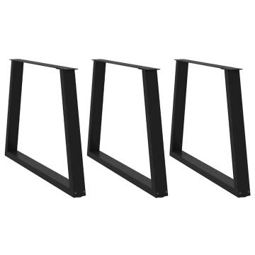 V-Shape Dining Table Legs – 3 pcs Black Steel 100x(72-73.3) cm